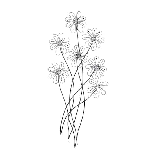 40" Black Modern Floral Metal Wall Décor